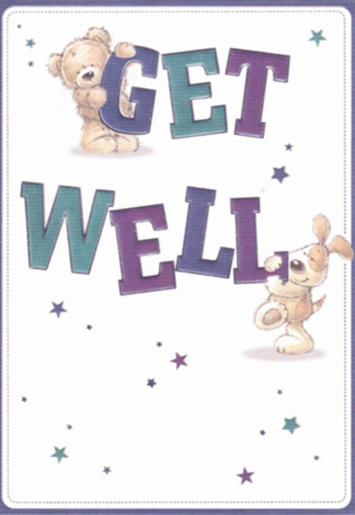 This get well card is a joyful celebration of encouragement and local connection, its imagery alive with the creative vibrancy unique to New Cross. At its heart, a friendly bear and an exuberant puppy greet the viewer, rendered with stunning tactile detail: the bear's fluffy, inviting fur and the puppy's velvety ears practically beg for a comforting squeeze. Playful stars drift across the fresh cream background in hues of blue and purple, scattering good wishes like petals in the wind outside Telegraph Hill Park. The oversized, confident typography-coloured in deep purples and aqua blues-grounds the composition, a visual anchor of reassurance and hope. Every detail, from the soft shadows beneath the letters to the light reflecting softly across the card, is imbued with a sense of personal care, as if assembled for a neighbour recovering just around Briant Street. Sending this image alongside a bouquet from a New Cross florist radiates compassion, positivity, and the nurturing spirit that defines the area.