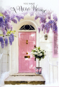 Here, a New Cross entrance is captured at that golden moment when flowers and architecture come together to express a new chapter. The central focus is a pink front door, painted in a soft, powdery shade that leans more towards blush than bubblegum. Its panels are simple and classic, allowing the colour to do the emotional work of suggesting gentleness and warmth. Beside it, a similarly toned shutter sits against a whitewashed wall, whose faint imperfections tell stories of seasons and city life, much like the characterful houses you see around Telegraph Hill or along New Cross Gate. Draped above and slightly to one side, wisteria falls in luxurious lavender streams. Each hanging raceme is heavy with small blossoms, the petals shading from soft lilac to deeper purple at their tips, and you can almost imagine their subtle fragrance mingling with the scent of passing rain on city pavements. Below this canopy of blooms, a grey metal bucket rests on the doorstep, brimming with carefully arranged white and cream roses. The roses are large and velvety, their petals unfolding in layers that give each bloom a satisfying roundness, while the creamy tones add a hint of buttery warmth against the cooler grey of the bucket. Sprigs of natural greenery weave between the roses, providing contrast in both shape and colour-some leaves slender and elongated, others rounded and soft. A pale pink ribbon is tied around the bucket, its loose bow placed just so, as if adjusted at the last moment by a florist from Flower Delivery New Cross to ensure everything feels balanced and intentional. The light falling across the scene is gentle, neither harsh nor dim, creating soft shadows under the wisteria and a welcoming glow on the pink door. Together, these elements evoke the feeling of someone moving into a new flat or terrace house in SE14, perhaps after a long day of packing and travel, and finding this floral arrangement at their door as a heartfelt gesture of congratulations and hope.