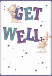 Brimming with cheerful promise and the close-knit character of New Cross, this get well card combines two irresistibly cute characters-a teddy bear and a puppy, their furs illustrated with such care they almost appear huggable-joyfully interacting with bold, playful letters. The indigo and teal tones of the 'Get Well' message pop vibrantly against a creamy, soothing backdrop, lending the card an effortless sense of energy and hope. Scattered stars in lively blues and purples twinkle overhead, capturing the joyful spirit often found in New Cross's creative spaces. It's an image crafted to lift the spirits, much like a thoughtfully arranged bouquet offered by a local florist near New Cross station. More than just a message, this card conveys a tangible sense of warmth, kindness, and heartfelt encouragement to anyone recovering in SE14 or beyond.